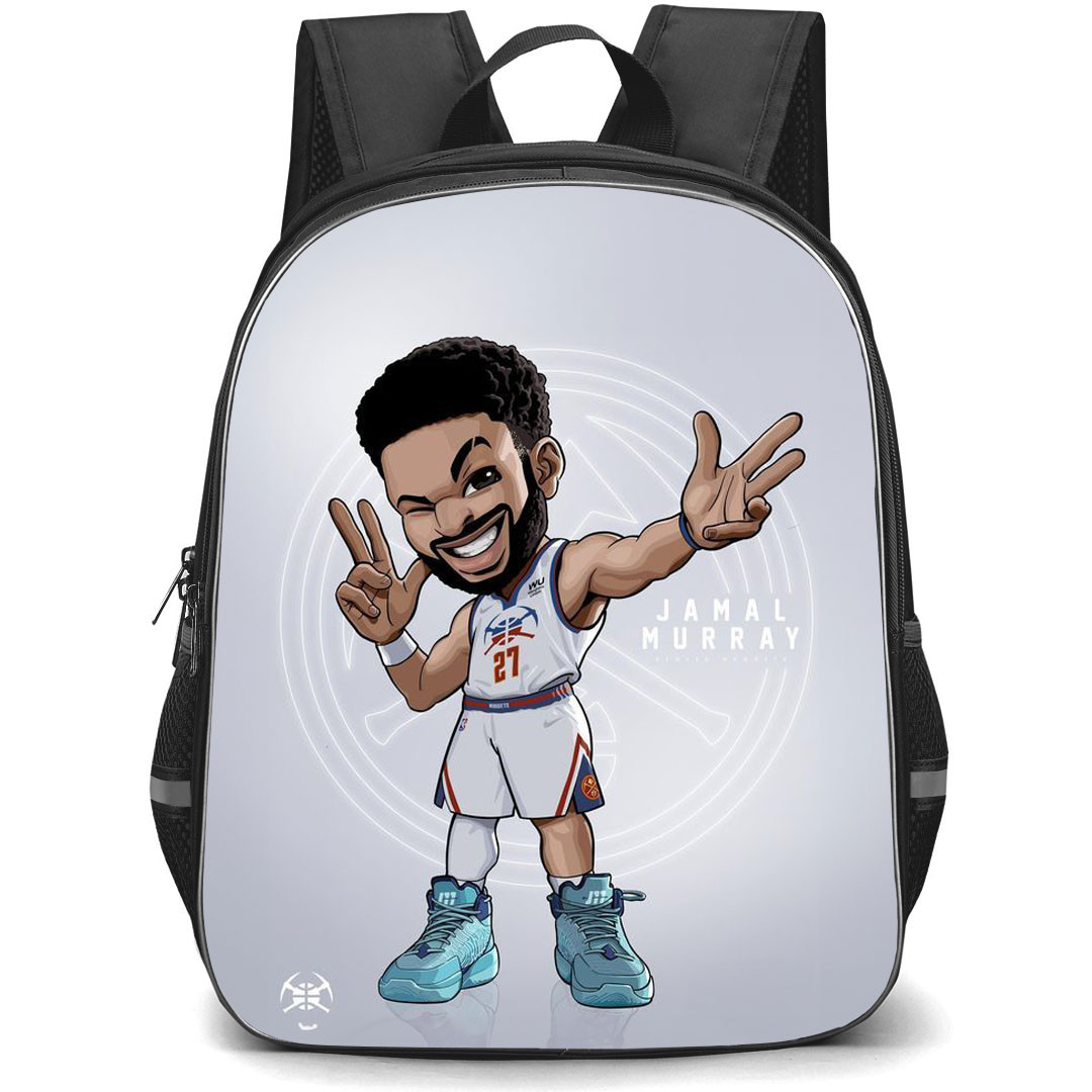 NBA Jamal Murray Backpack StudentPack - Jamal Murray Denver Nuggets 27 Signature Celebration Cartoon Art