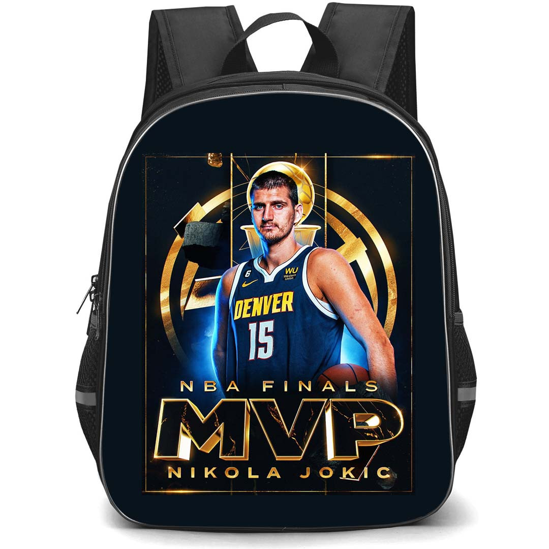 NBA Nikola Jokic Backpack StudentPack - Nikola Jokic Denver Nuggets 15 2022-2023 NBA Finals MVP Poster
