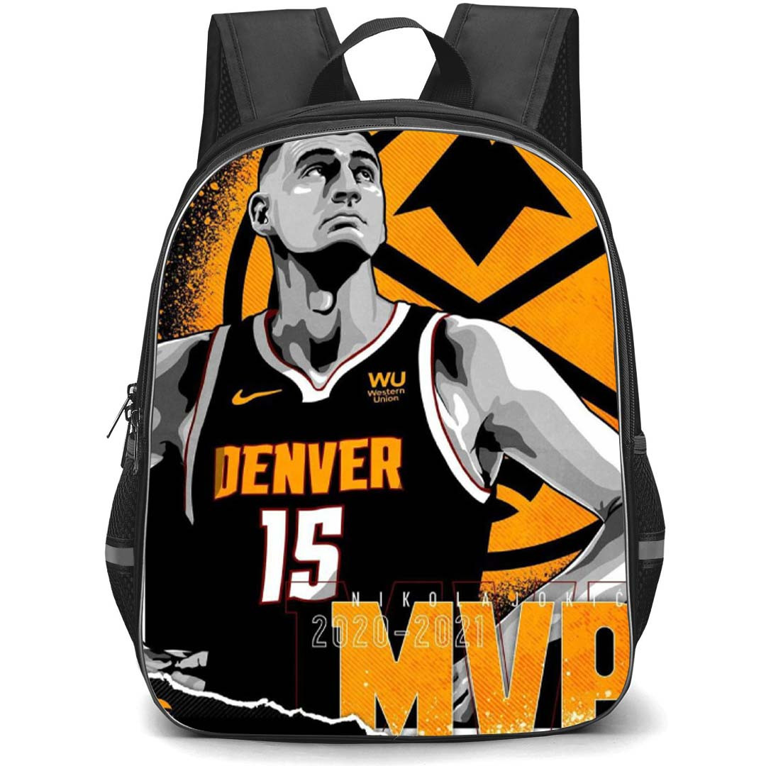 NBA Nikola Jokic Backpack StudentPack - Nikola Jokic Devner 15 MVP Illustration Art Poster