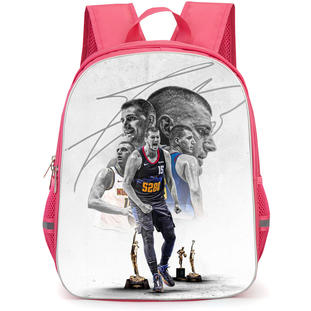 NBA Nikola Jokic Backpack StudentPack - Nikola Jokic Portrait Collage Trophy Poster