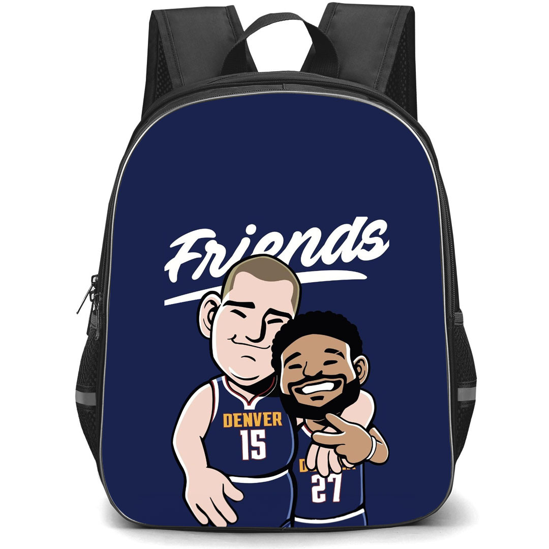 NBA Denver Nuggets Backpack StudentPack - Denver Nuggets Jamal Murry And Nikola Jokic Standing Cartoon Art