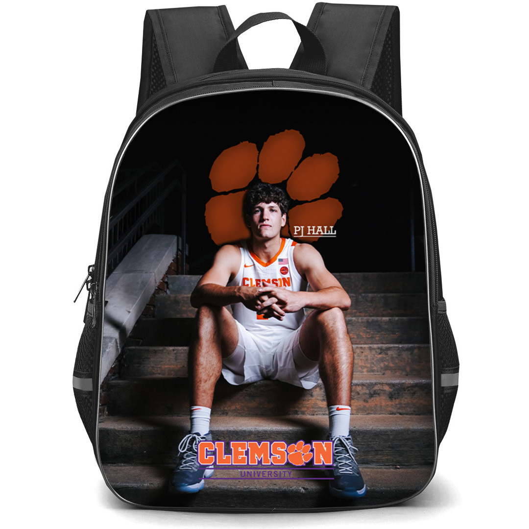 NBA PJ Hall Clemson Backpack StudentPack - PJ Hall Sitting on Clemson Logo Background