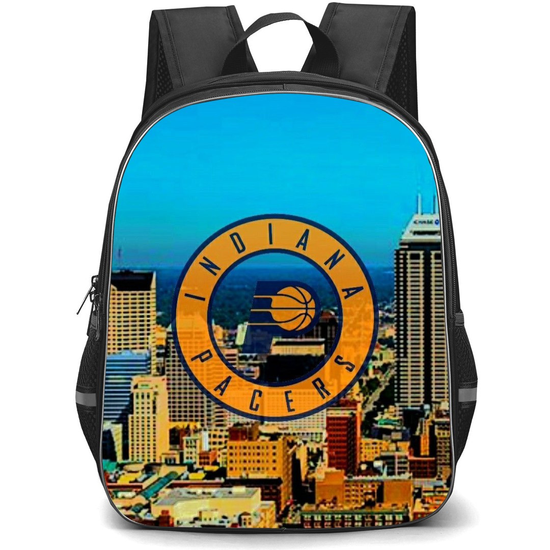 NBA Indiana Pacers Backpack StudentPack - Indiana Pacers Round Logo On City Background