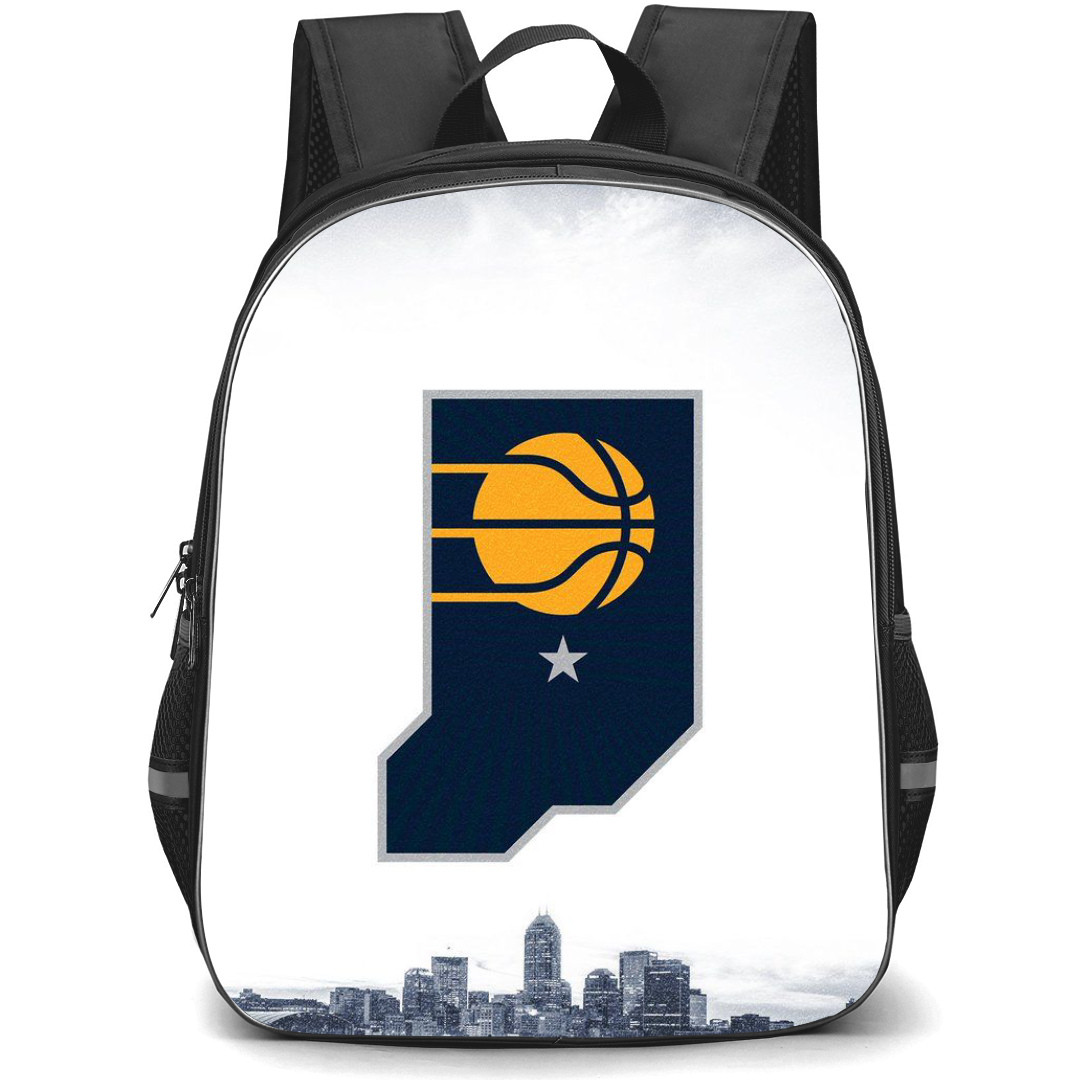 NBA Indiana Pacers Backpack StudentPack - Indiana Pacers Logo On Grayscale City Background