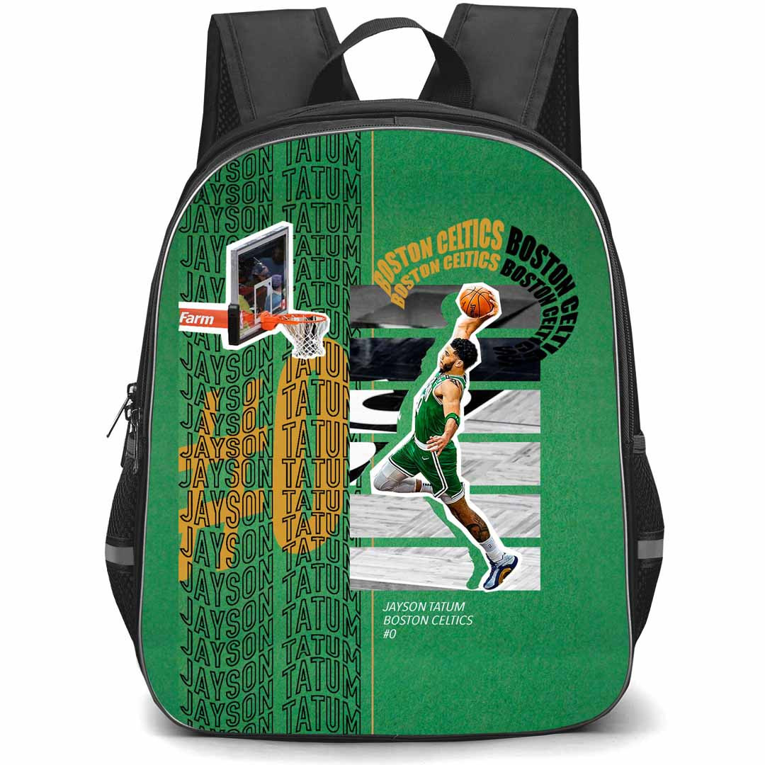 NBA Jayson Tatum Backpack StudentPack - Jayson Tatum Boston Celtics 0 Dunking On Green Graphic Art