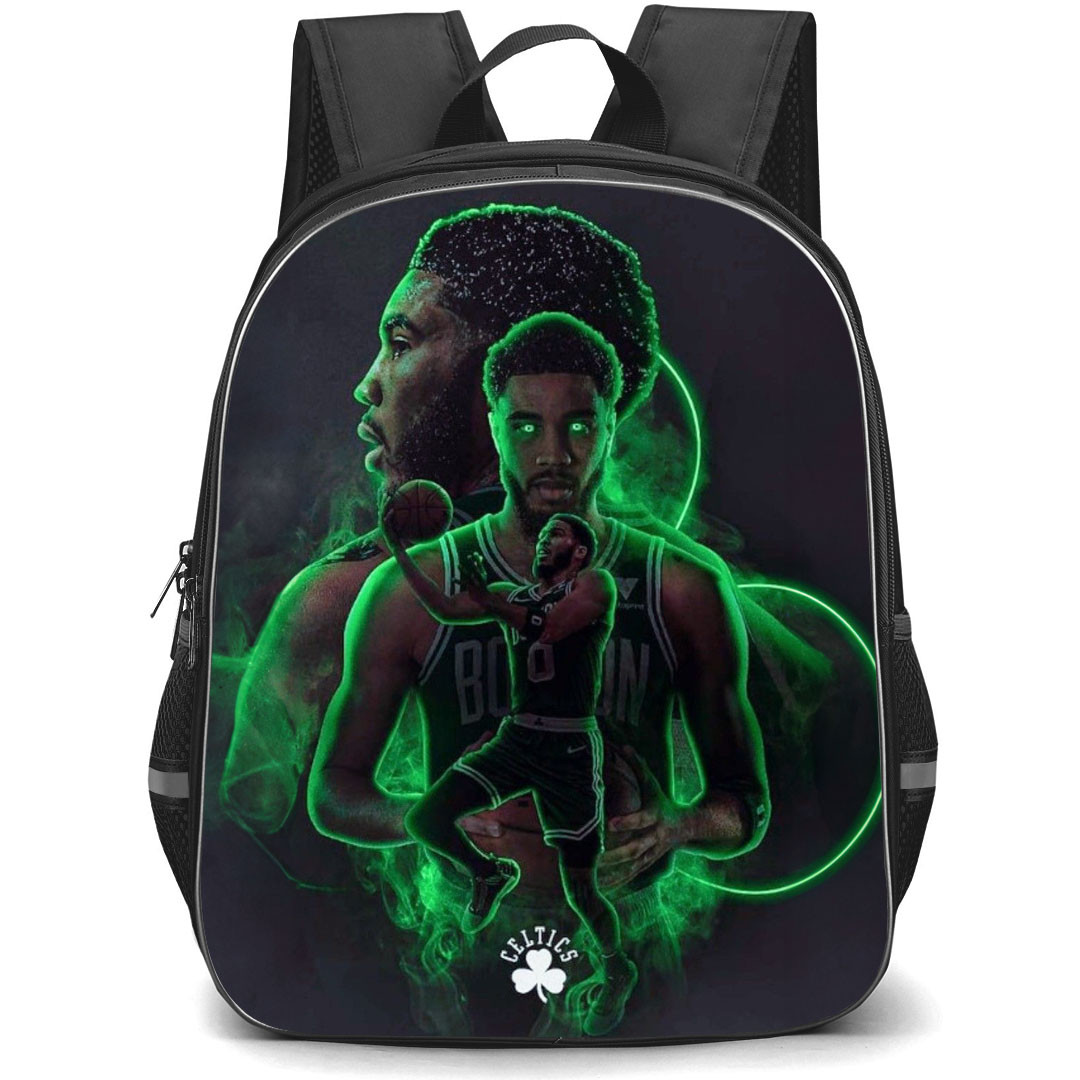 NBA Jayson Tatum Backpack StudentPack - Jayson Tatum Boston Celtics Portrait Green Laser Effect