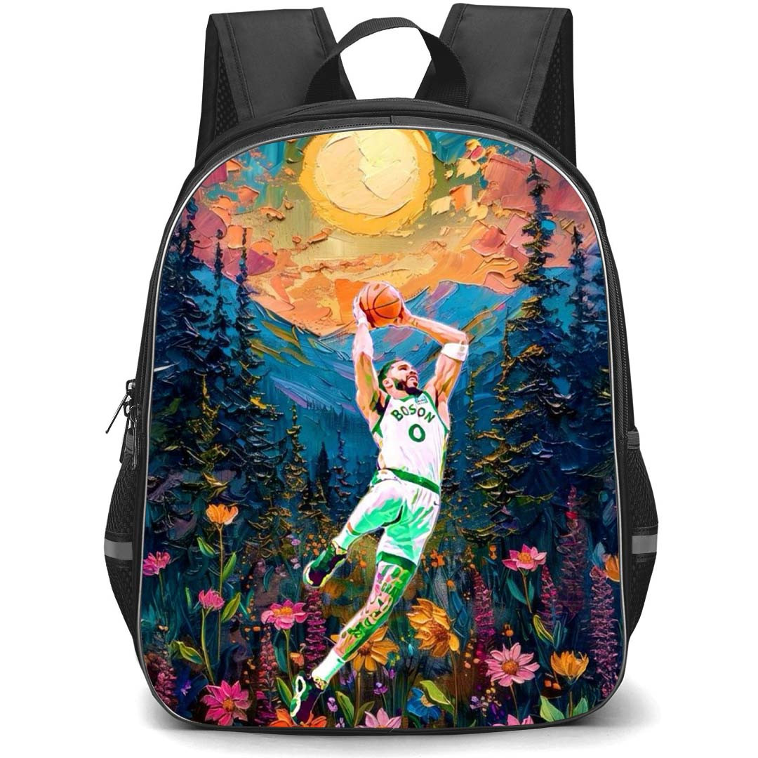 NBA Jayson Tatum Backpack StudentPack - Jayson Tatum Shooting On Oil Painting Poster