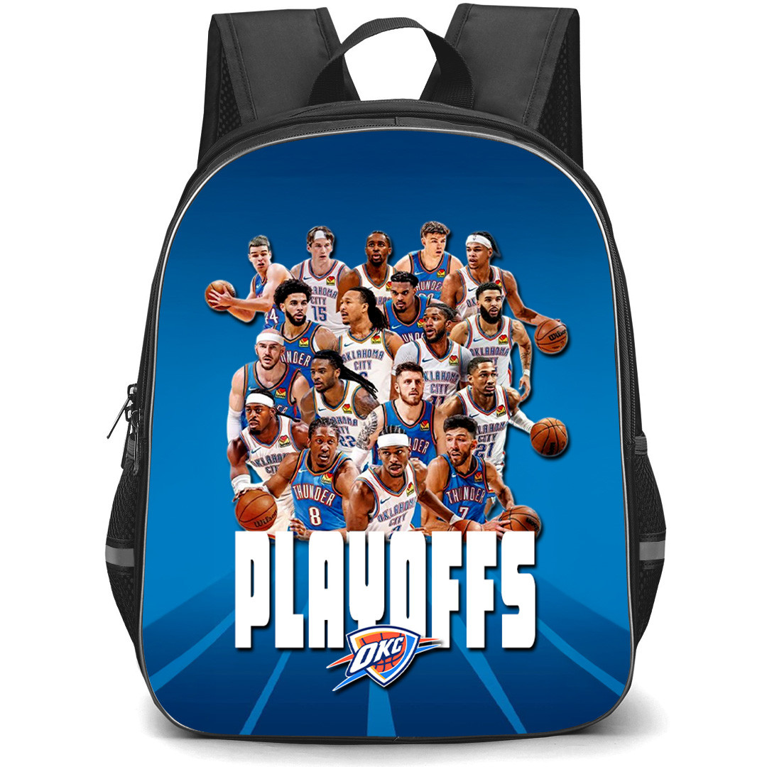 NBA Oklahoma City Thunder Backpack School Bag StudentPack - Oklahoma City Thunder Team Playoffs with Blue Background