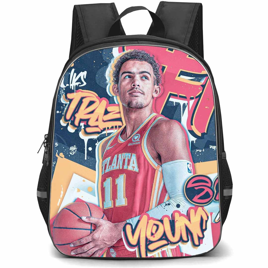 NBA Trae Young Backpack StudentPack - Trae Young Atlanta Hawks 11 Portrait Standing On Graphic Art