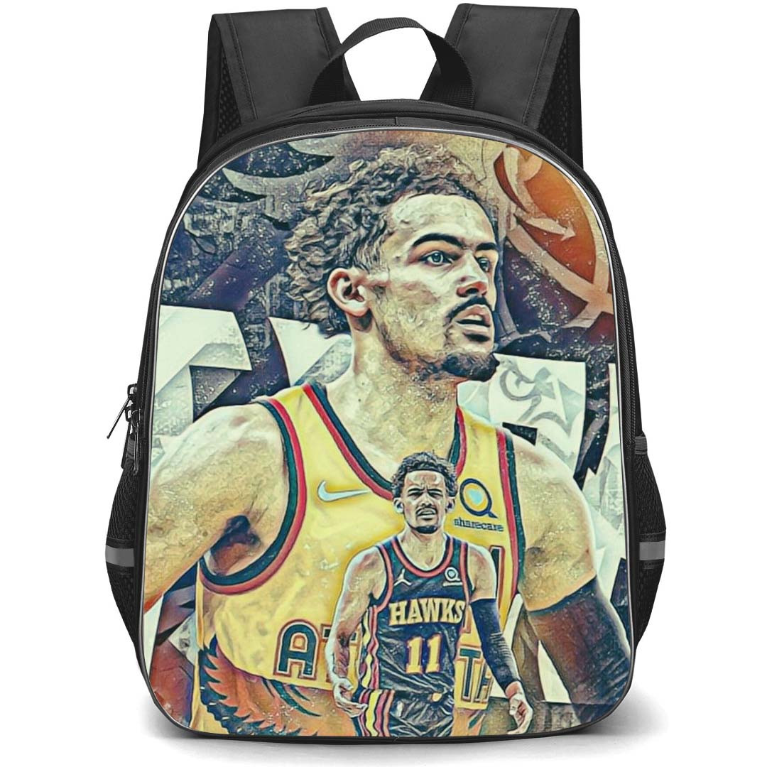 NBA Trae Young Backpack StudentPack - Trae Young Atlanta Hawks 11 Poster Graphic Art