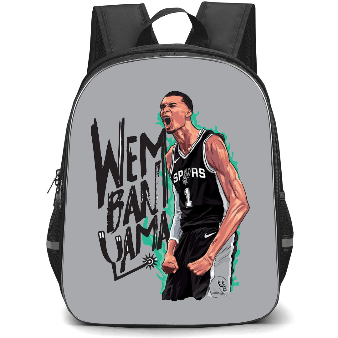 NBA Tyler Herro Backpack StudentPack - Victor Wembanyama Shouting Illustration On Gray Background