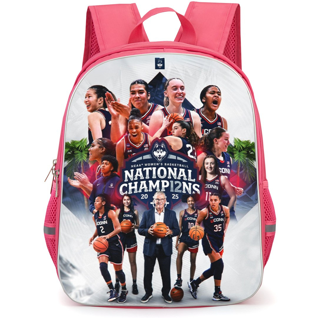 Uconn Huskies Womens Basketball Team Backpack StudentPack - Uconn Huskies Logo On Collage Background