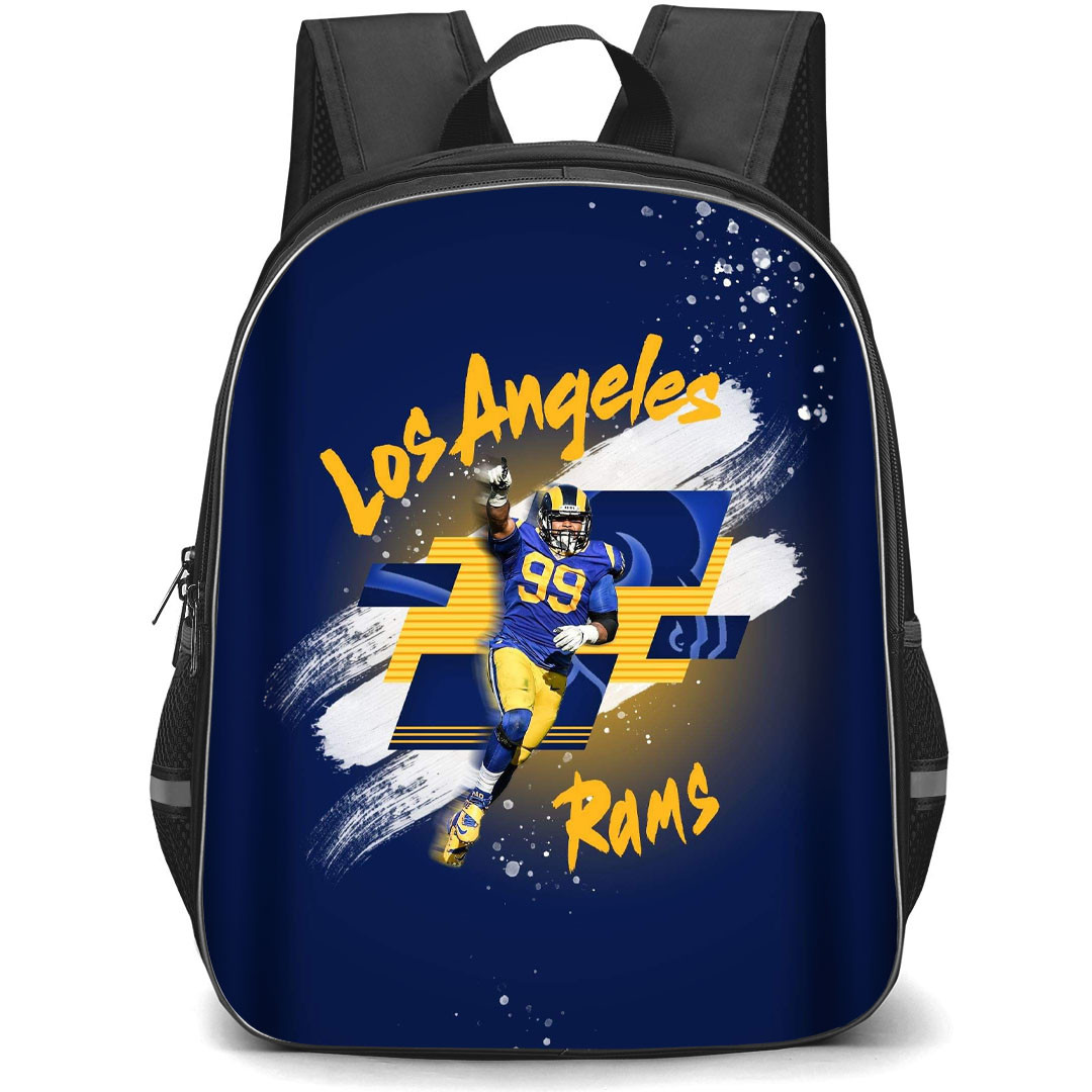 NFL Aaron Donald Backpack StudentPack - Aaron Donald 99 LA Rams Celebration Graphic Art Poster