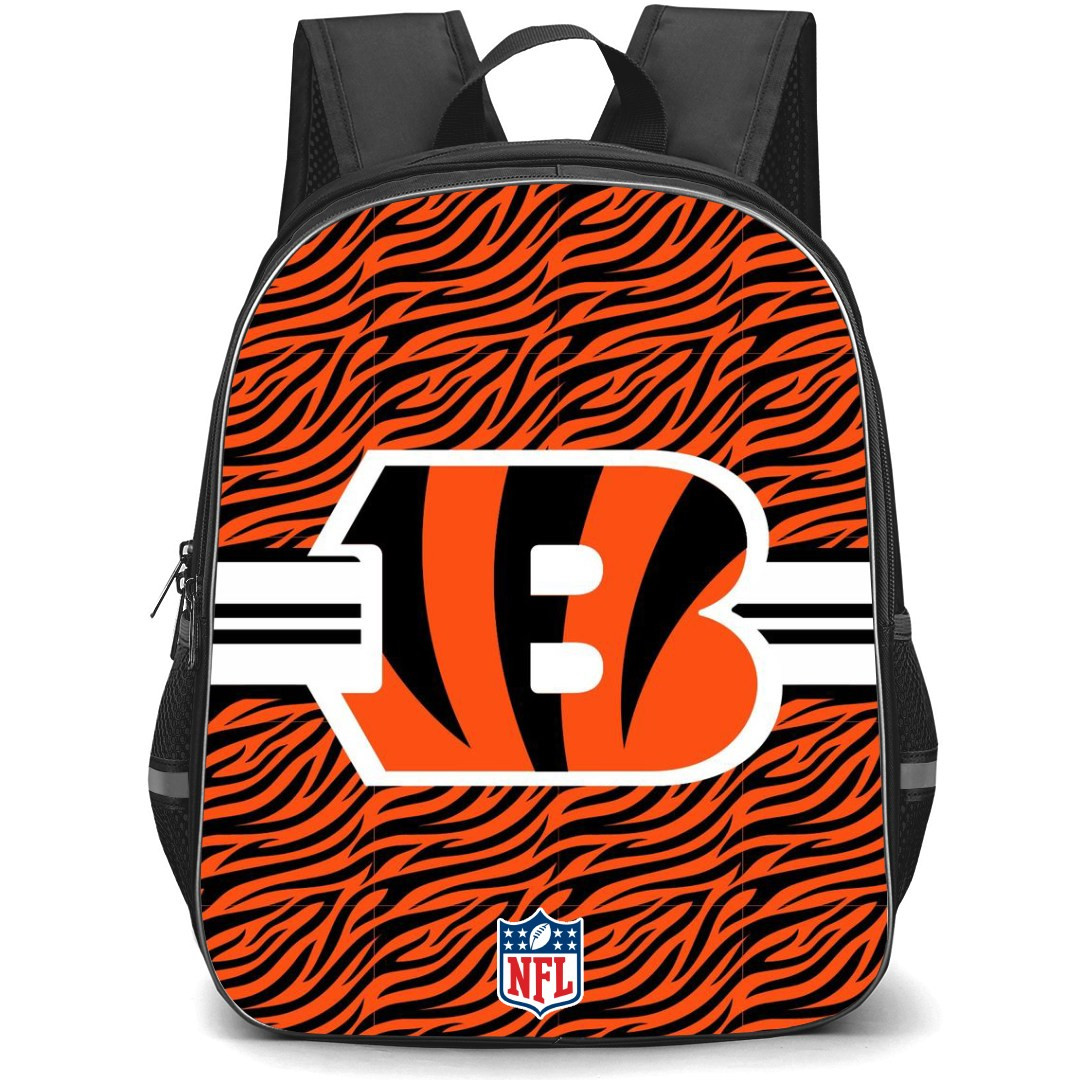 NFL Cincinnati Bengals Backpack StudentPack - Cincinnati Bengals Logo On Orange Black Strip Background