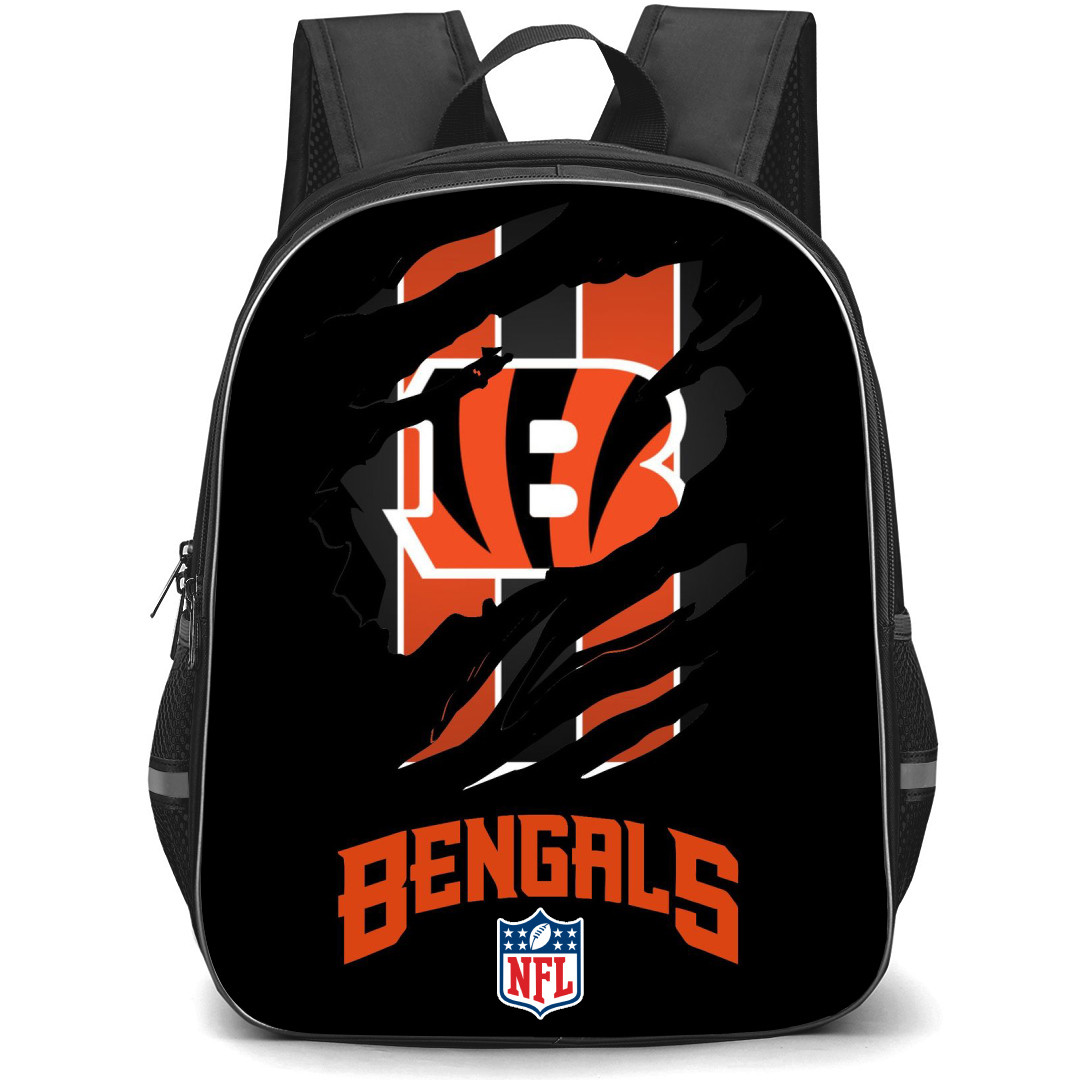 NFL Cincinnati Bengals Backpack StudentPack - Cincinnati Bengals Ripped Logo On Black Background
