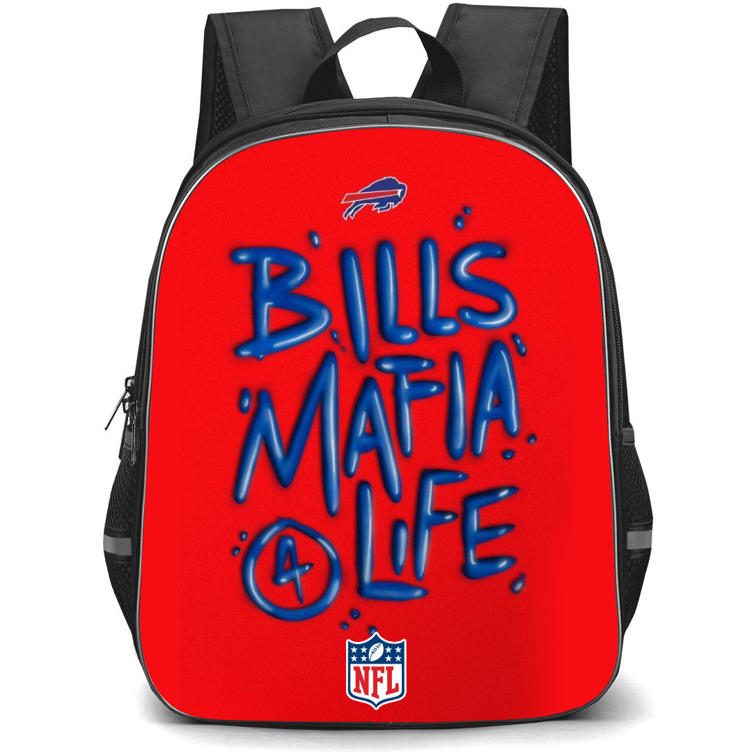 NFL Buffalo Bills Backpack StudentPack - Buffalo Bills Mafia 4 Life 3D Art On Red Background