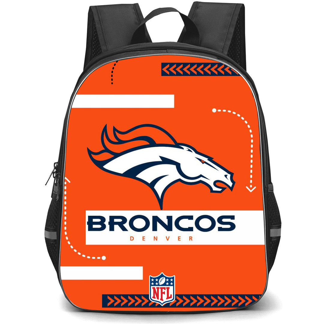 NFL Denver Broncos Backpack StudentPack - Denver Broncos Emblem Logo On Orange Background