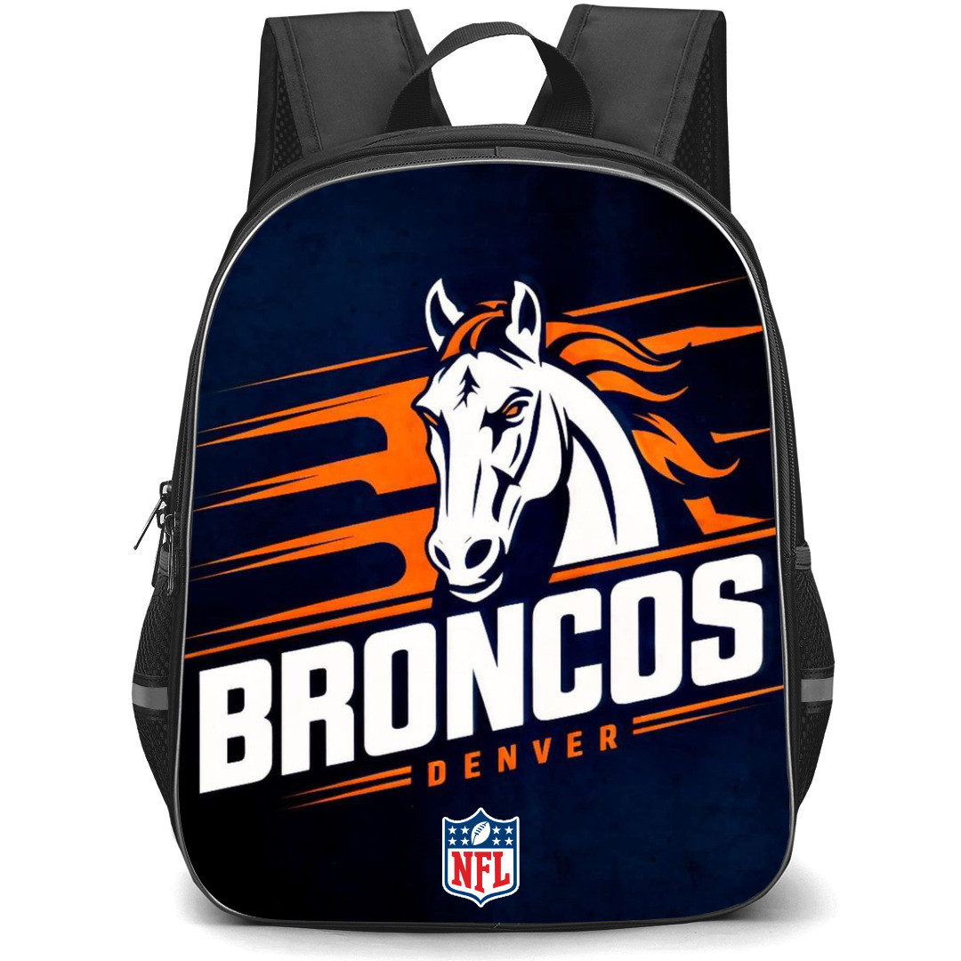 NFL Denver Broncos Backpack StudentPack - Denver Broncos Horse Icon On Dark Blue Background