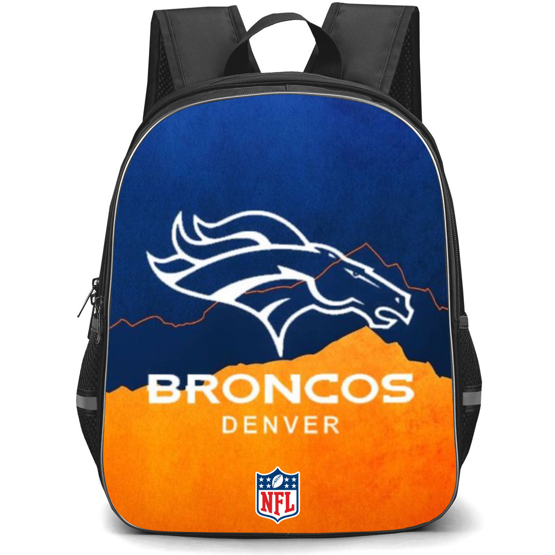 NFL Denver Broncos Backpack StudentPack - Denver Broncos Logo On Blue Orange Background