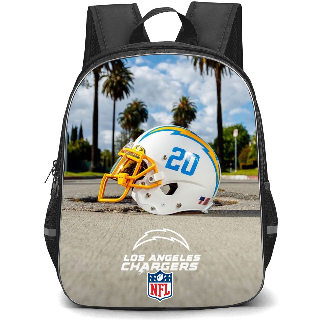 NFL Los Angeles Chargers Backpack StudentPack - Los Angeles Chargers 20 Helmet On Street Sunny Day Background