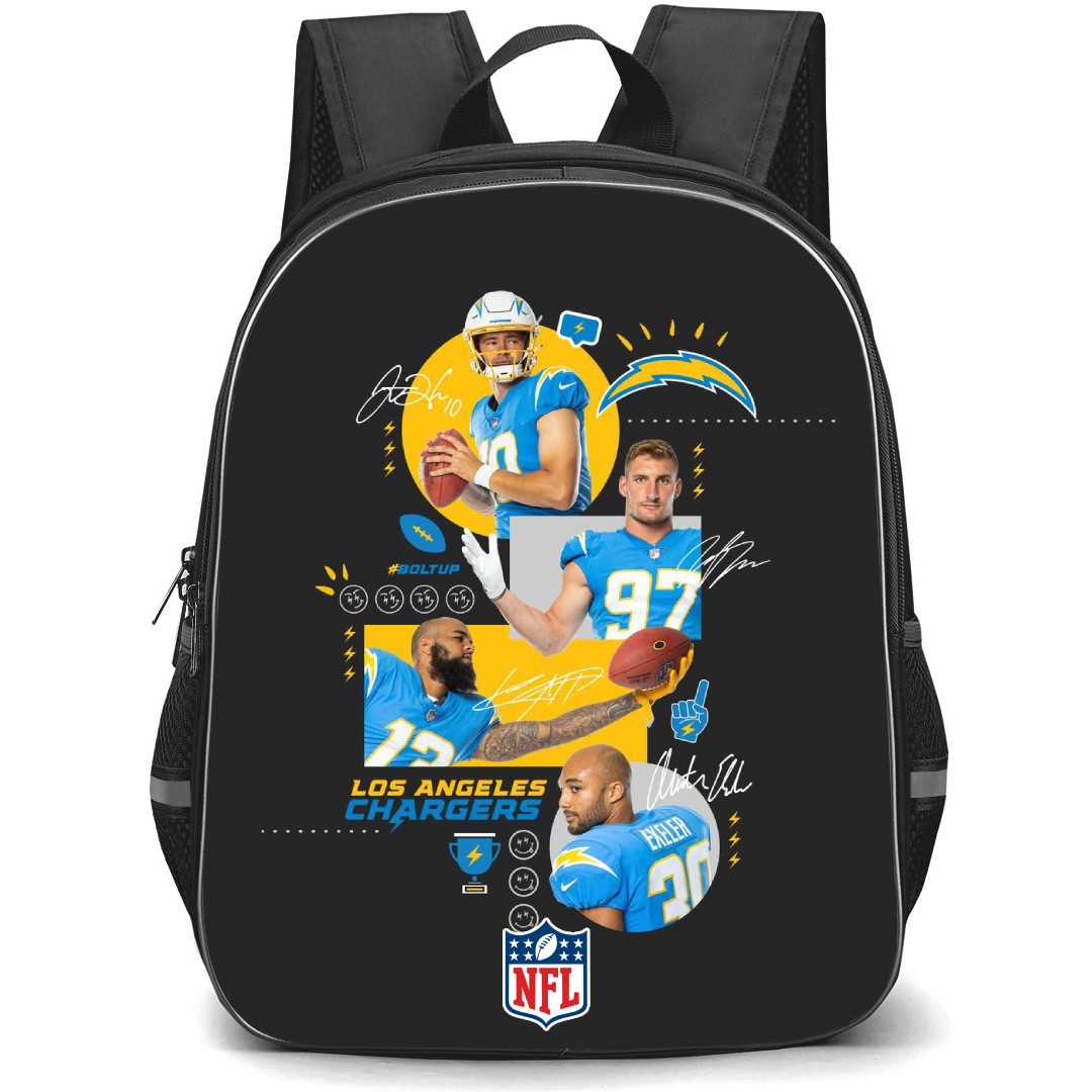 NFL Los Angeles Chargers Backpack StudentPack - Los Angeles Chargers 4 Players On Black Background
