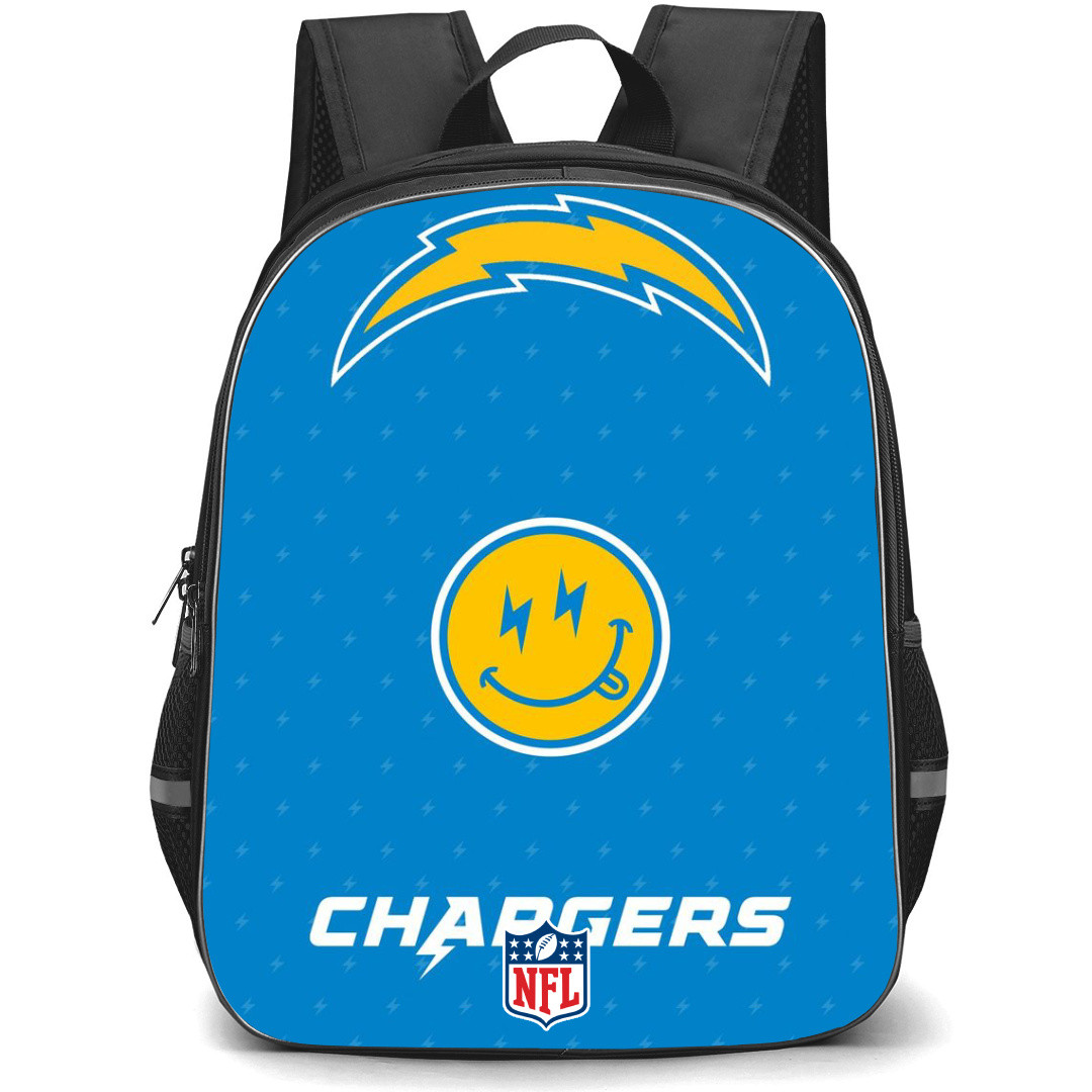 NFL Los Angeles Chargers Backpack StudentPack - Los Angeles Chargers Smiley Emoji On Blue Background