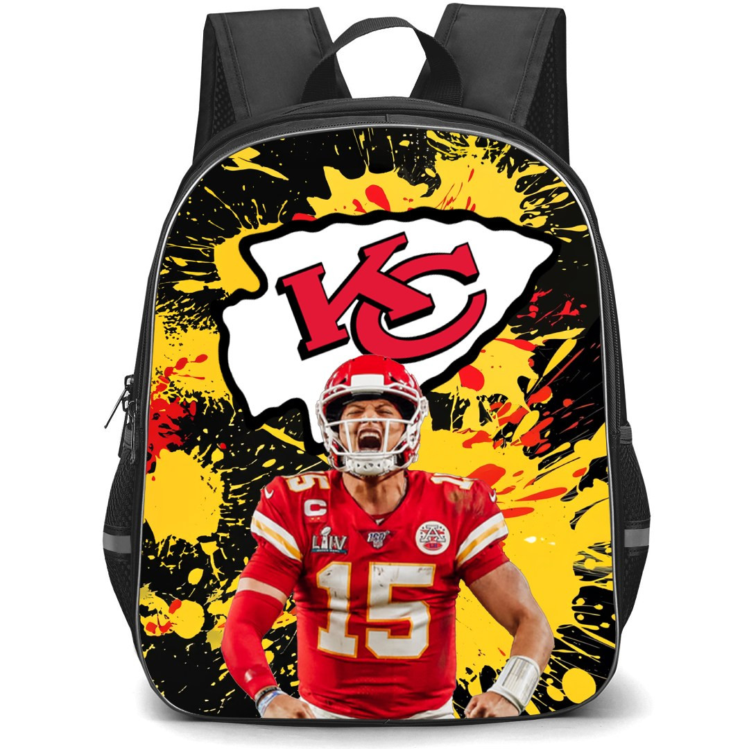 NFL Kansas City Chiefs Patrick Mahomes Backpack StudentPack - Chiefs Patrick Mahomes Screaming With Color Splashing Background