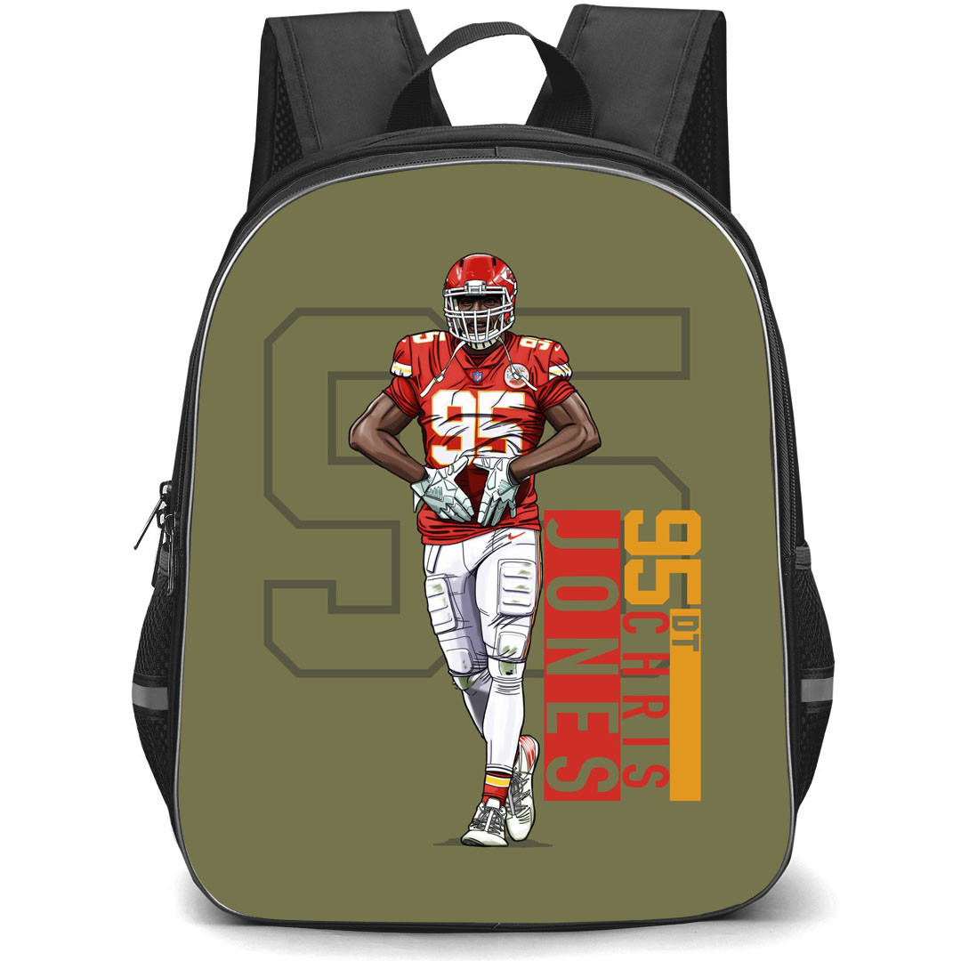 NFL Chris Jones Backpack StudentPack - Chris Jones 95 Kansas City Chiefs Standing Illustration
