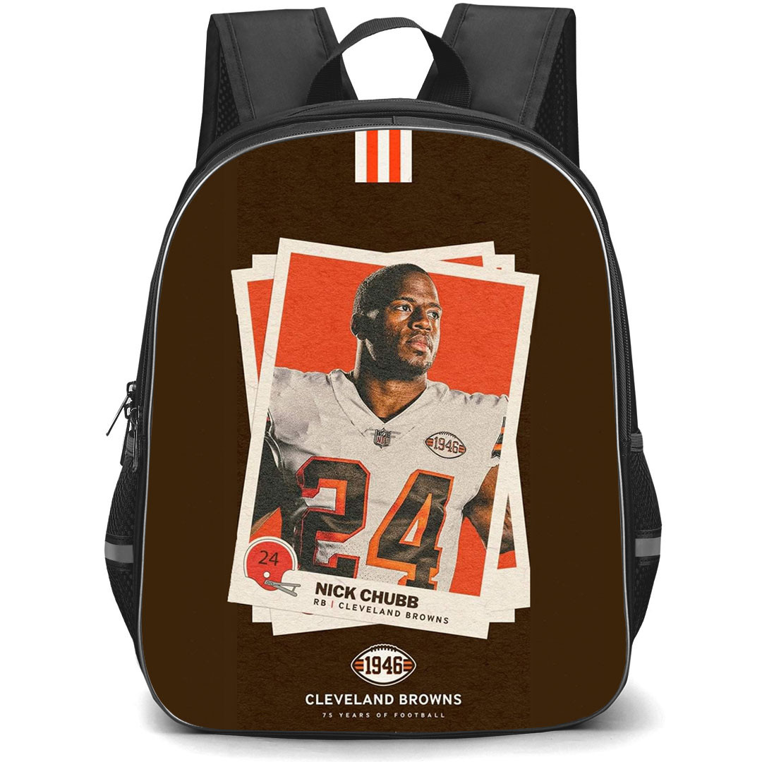 NFL Nick Chubb Backpack StudentPack - Nick Chubb Cleveland Browns 24 Polaroid Photo