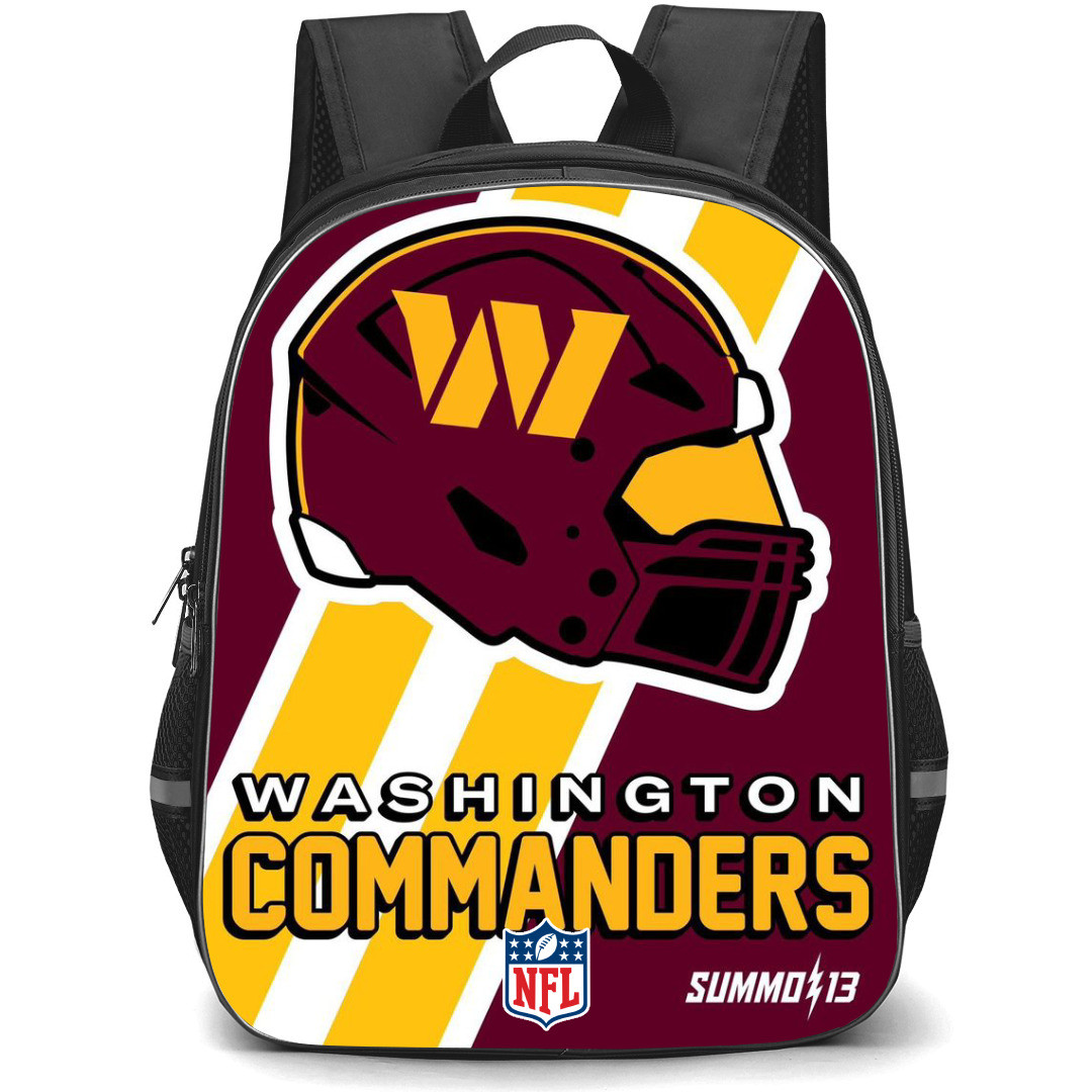 NFL Washington Commanders Backpack StudentPack - Washington Commanders Helmet Illustration Art On Stripe Background