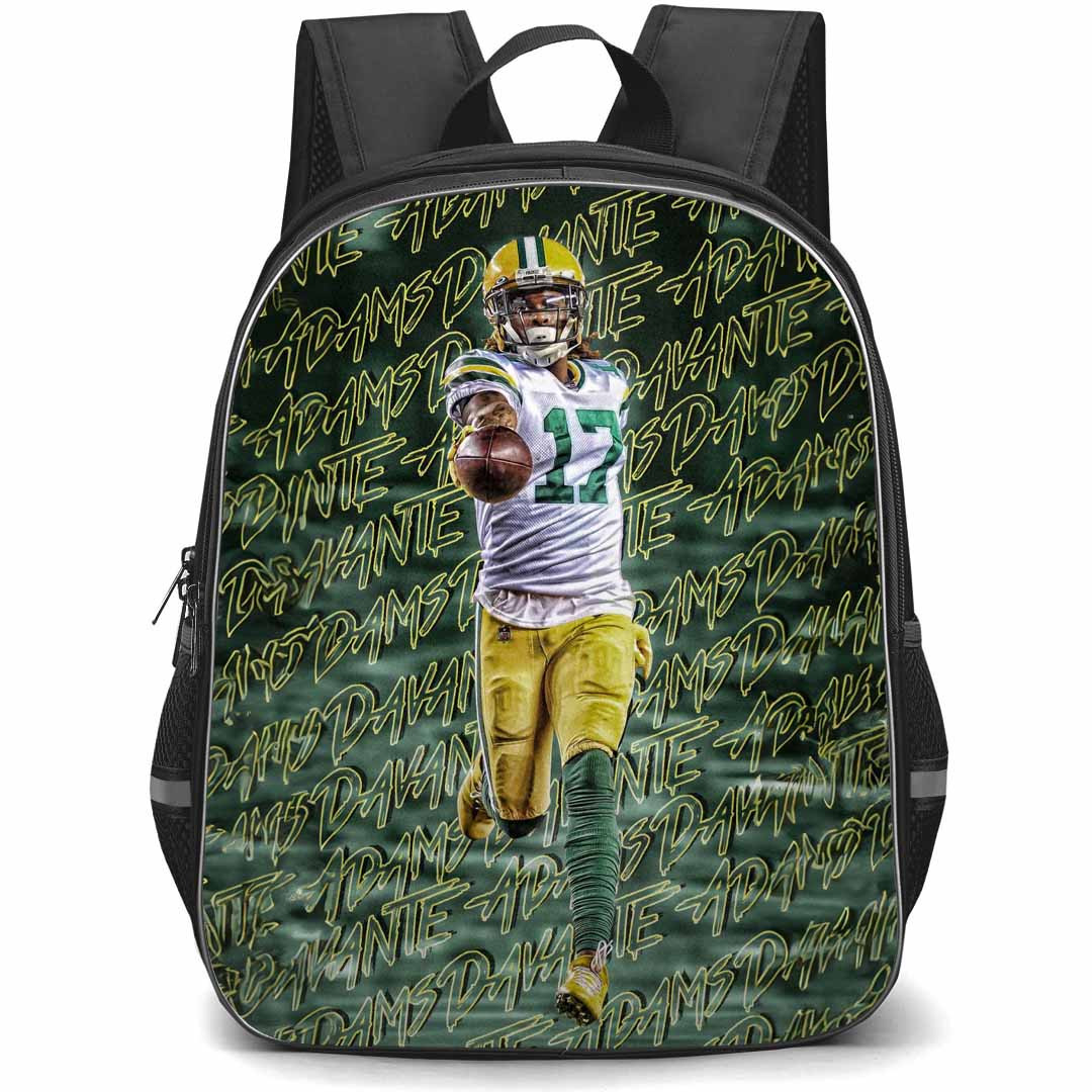NFL Davante Adams Backpack StudentPack - Davante Adams 17 Green Bay Packers Forward Pass Green Word Art