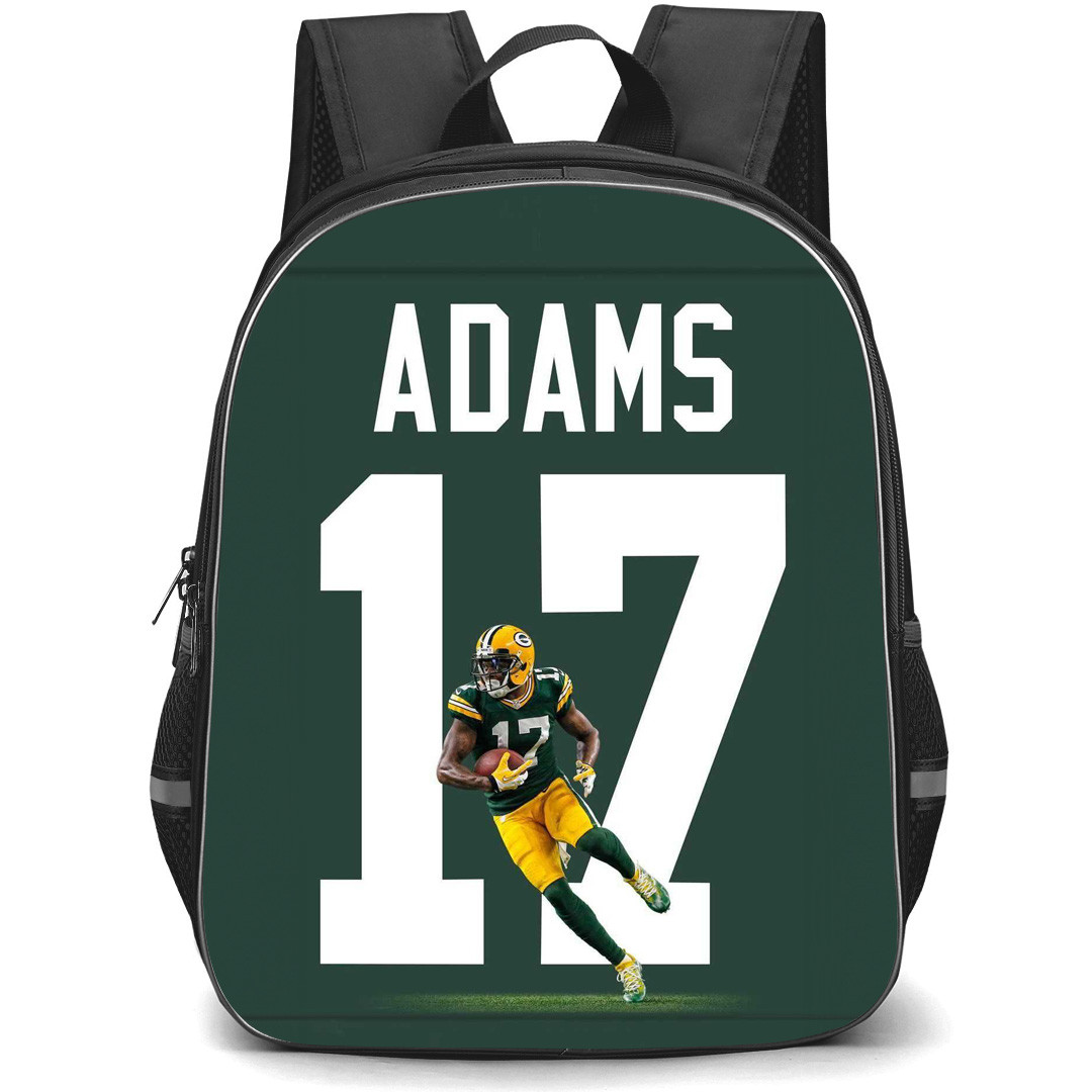 NFL Davante Adams Backpack StudentPack - Davante Adams 17 Green Bay Packers Rushing Play On Jersey