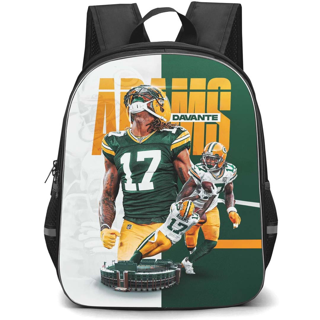 NFL Davante Adams Backpack StudentPack - Davante Adams 17 Green Bay Packers Green White Background Poster