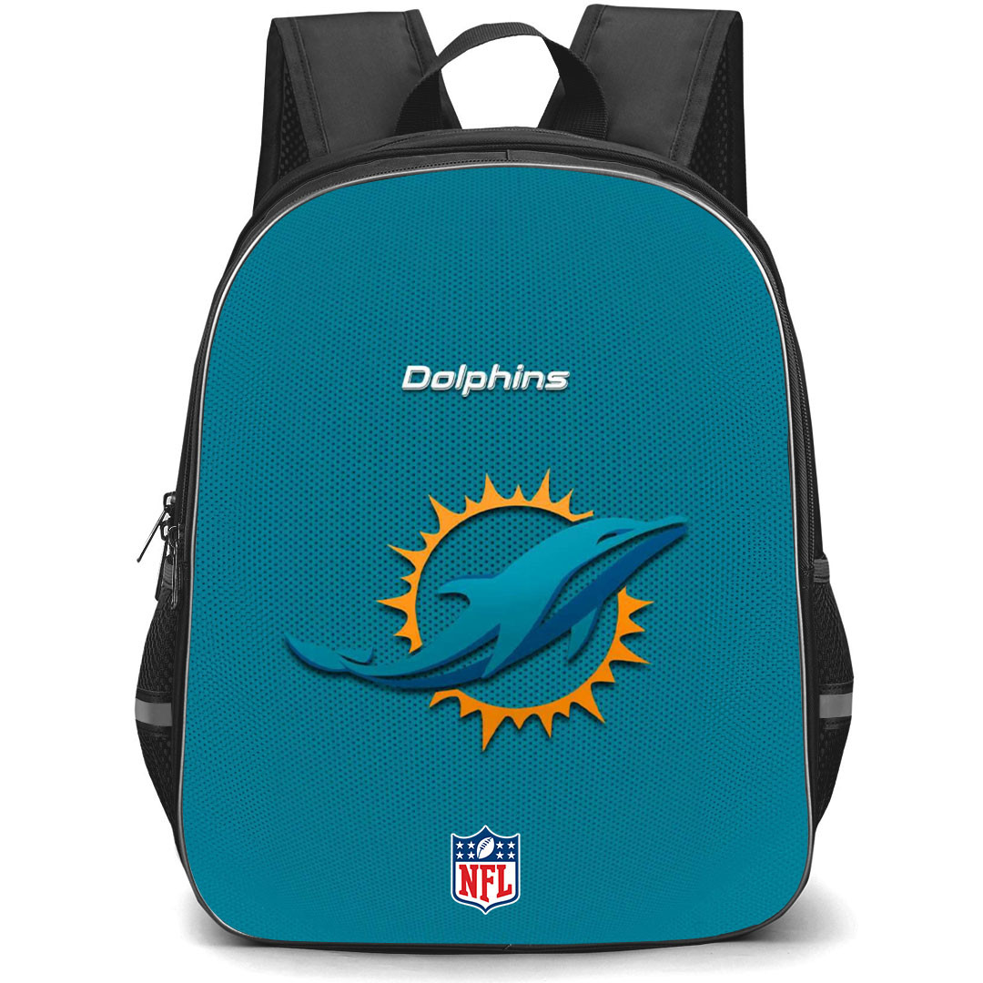 NFL Miami Dolphins Backpack StudentPack - Team Logo On Blue Background