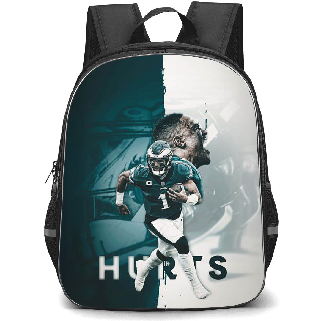 NFL Philadelphia Eagles Backpack StudentPack - Jalen Hurts In Action With Jalen Hurts Screaming Green And White Background