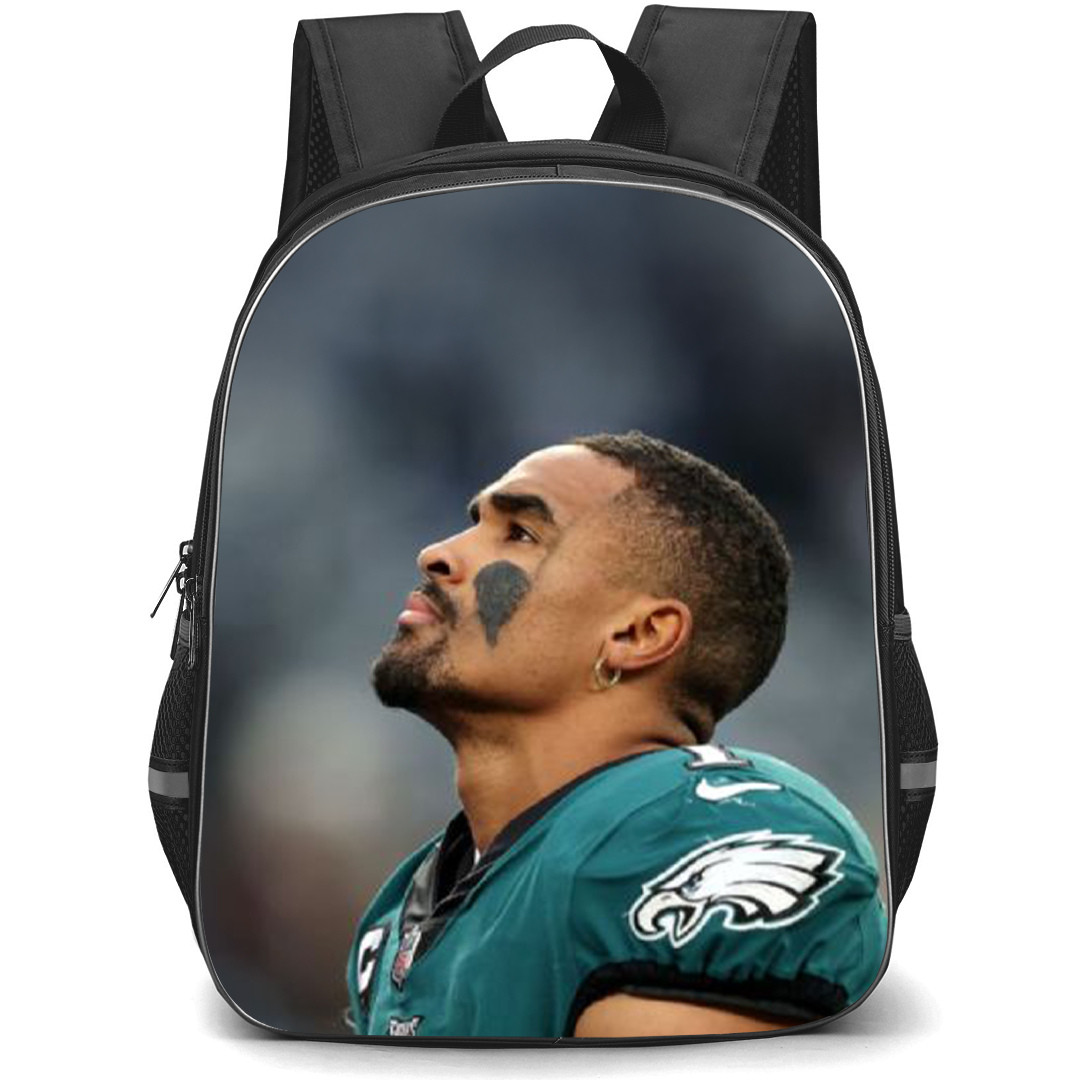 NFL Philadelphia Eagles Backpack StudentPack - Jalen Hurts Looks Up Blury Background