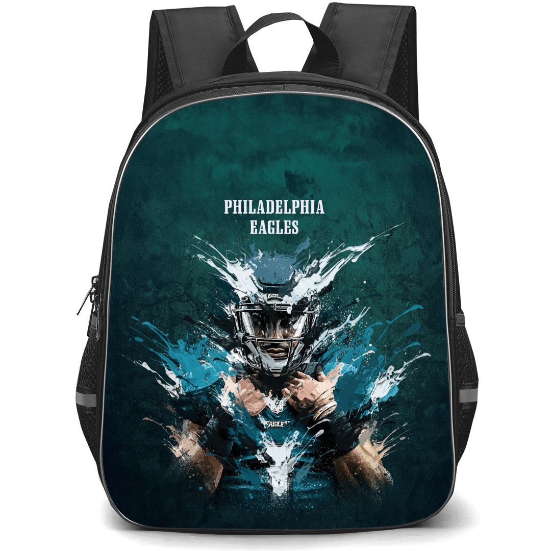 NFL Philadelphia Eagles Backpack StudentPack - Jalen Hurts Color Splashing With Text Green Wall Background