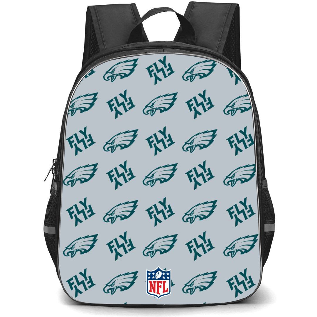 NFL Philadelphia Eagles Backpack StudentPack - Philadelphia Eagles Logo Fly Pattern Art On Gray Background