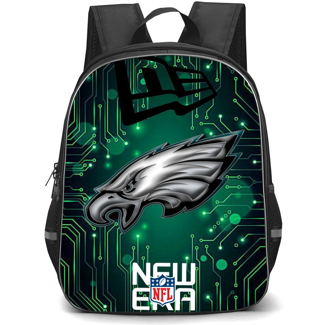 NFL Philadelphia Eagles Backpack StudentPack - Philadelphia Eagles Logo On Green Technology Pattern Art