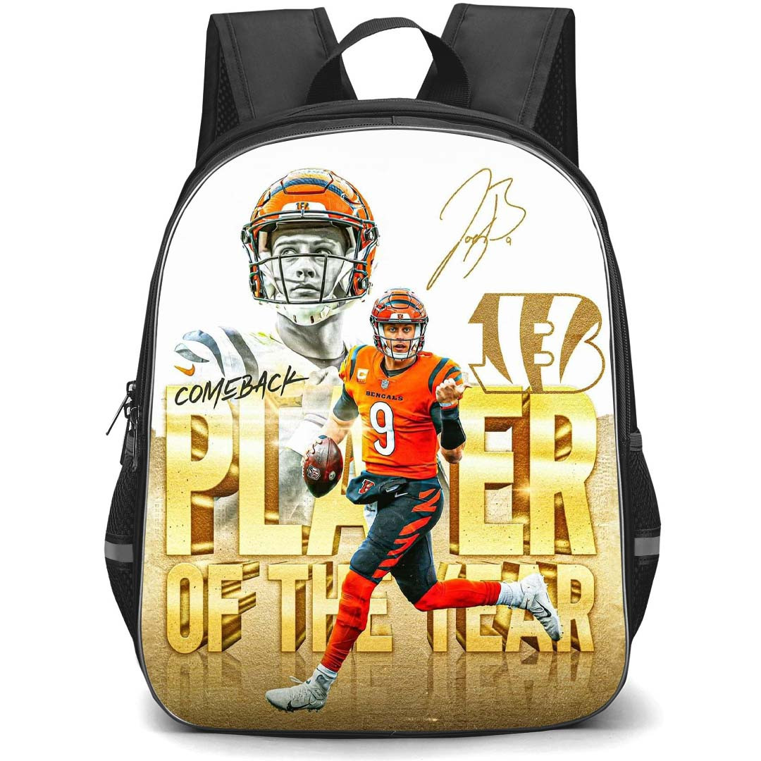 NFL Joe Burrow Backpack StudentPack - Joe Burrow 9 Cincinnati Bengals ComeBack Player Of The Year Poster