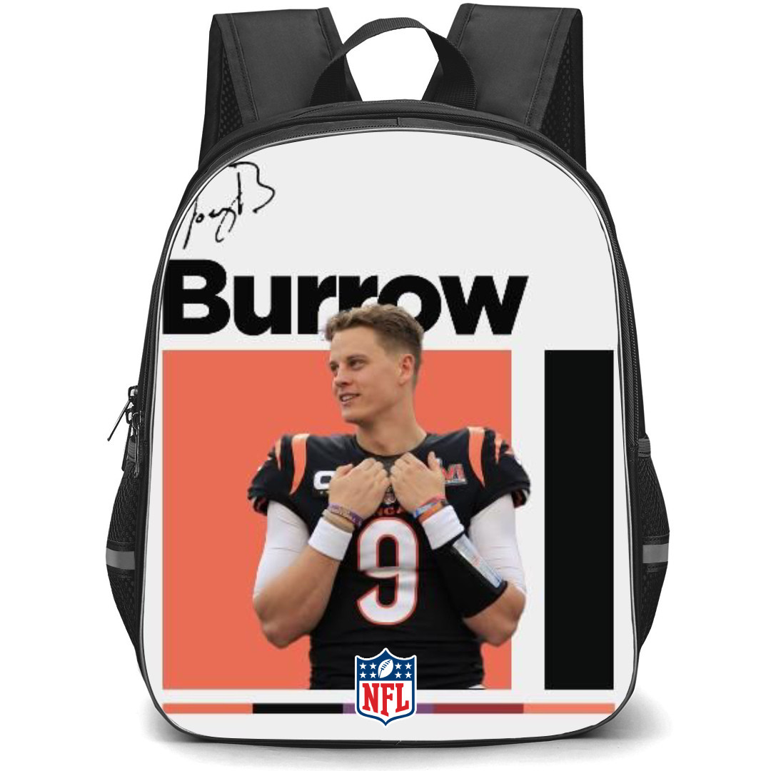 NFL Joe Burrow Backpack StudentPack - Joe Burrow 9 Cincinnati Bengals Portrait With Signature Poster