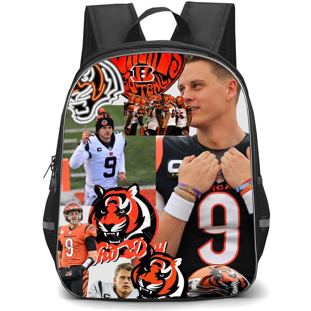 NFL Joe Burrow Backpack StudentPack - Joe Burrow 9 Cincinnati Bengals Nine Portrait Collage