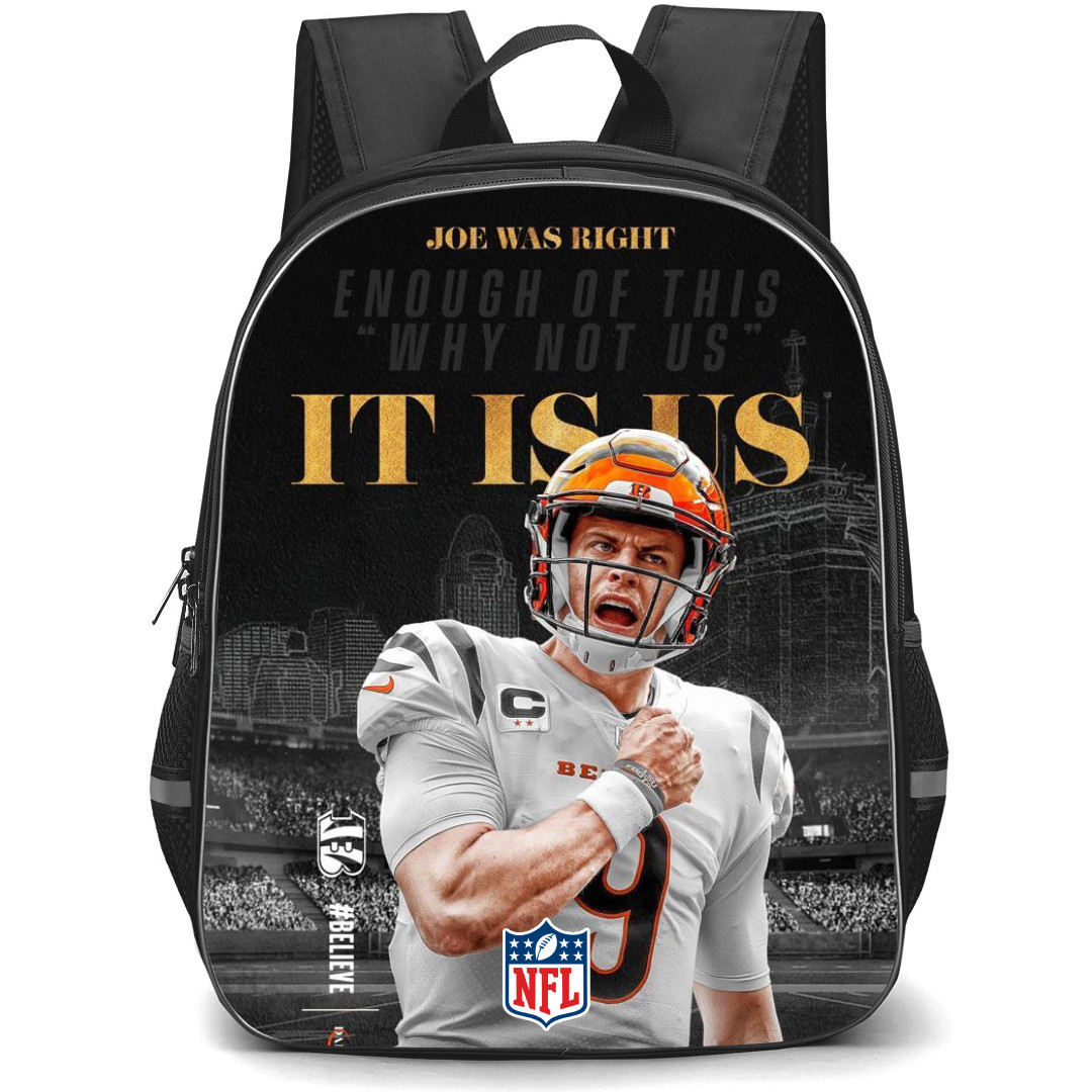 NFL Joe Burrow Backpack StudentPack - Joe Burrow Cincinnati Bengals Enough Of This Why Not Us Poster
