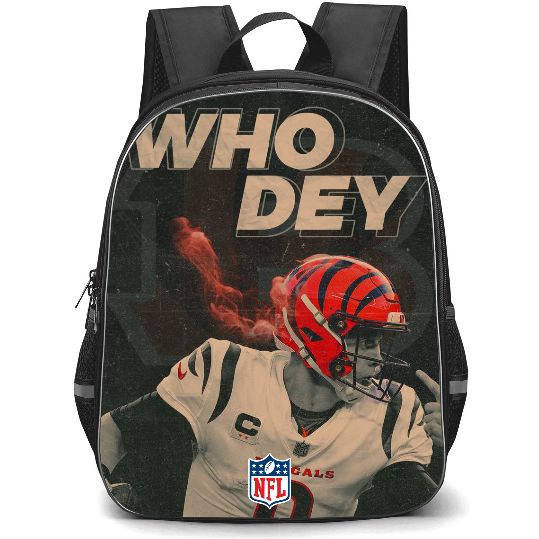 NFL Joe Burrow Backpack StudentPack - Joe Burrow Cincinnati Bengals Who Dey Retro Poster