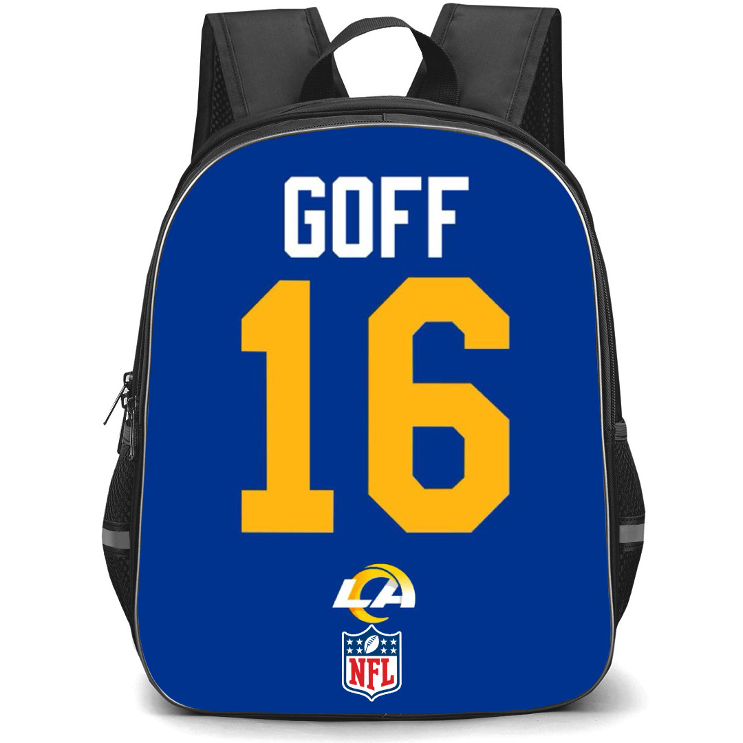NFL Jared Goff Backpack StudentPack - Jared Goff 16 Los Angeles Rams Jersey Number Poster