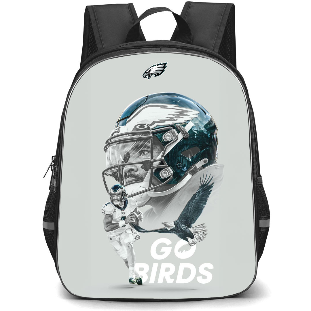 NFL Jalen Hurts Backpack StudentPack - Jalen Hurts 1 Philadelphia Eagles Go Birds Gray Poster