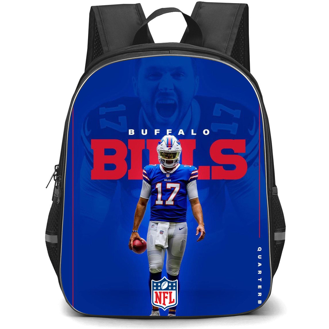 NFL Josh Allen Backpack StudentPack - Josh Allen Buffalo Bills Standing On Blue Background