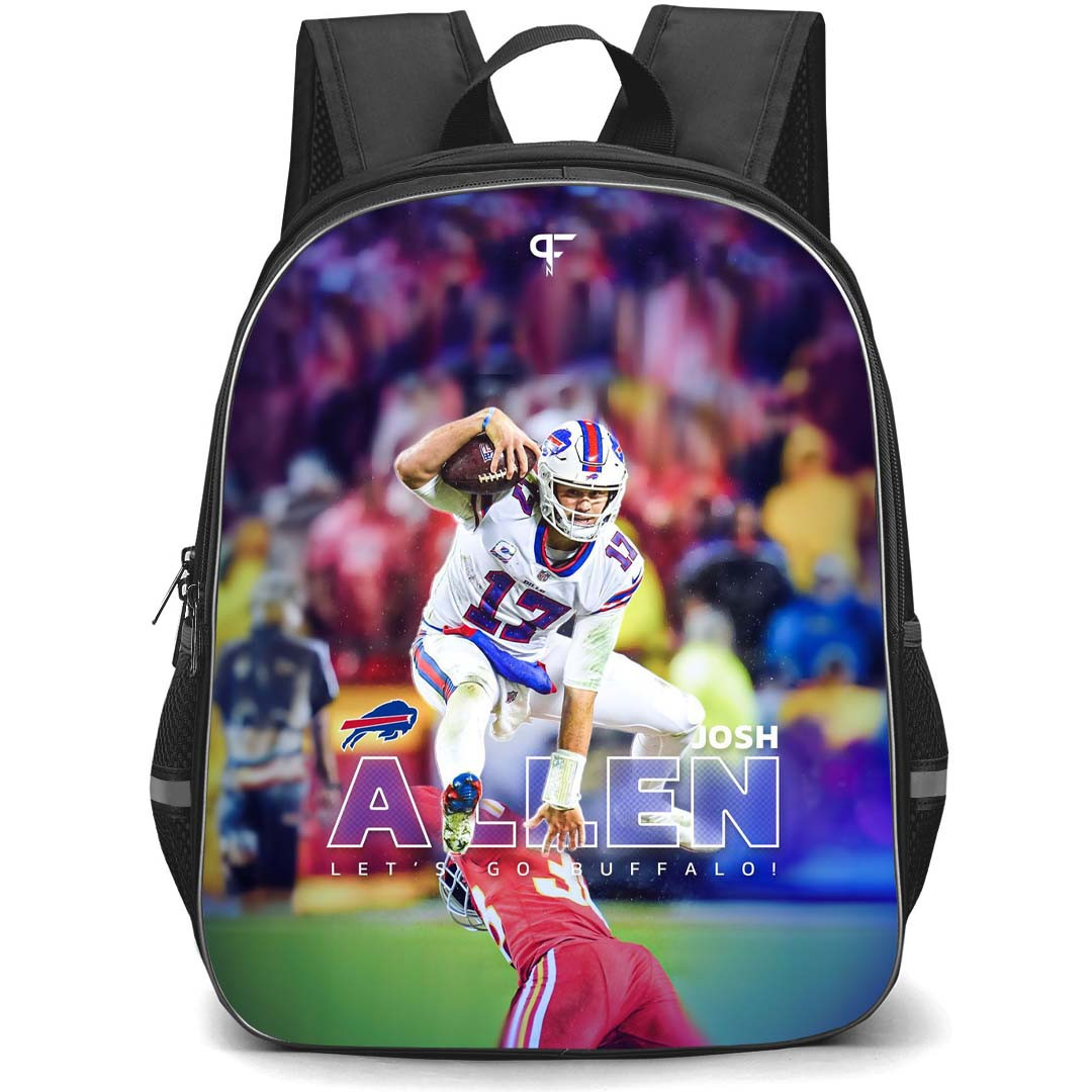 NFL Josh Allen Backpack StudentPack - Josh Allen 17 Buffalo Bills Let's Go Buffalo Poster