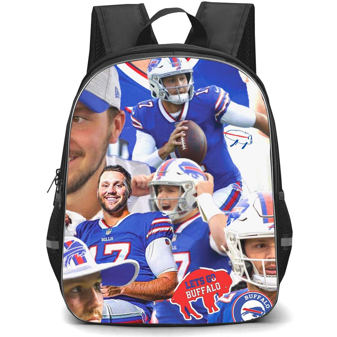 NFL Josh Allen Backpack StudentPack - Josh Allen 17 Buffalo Bills Portrait Collage