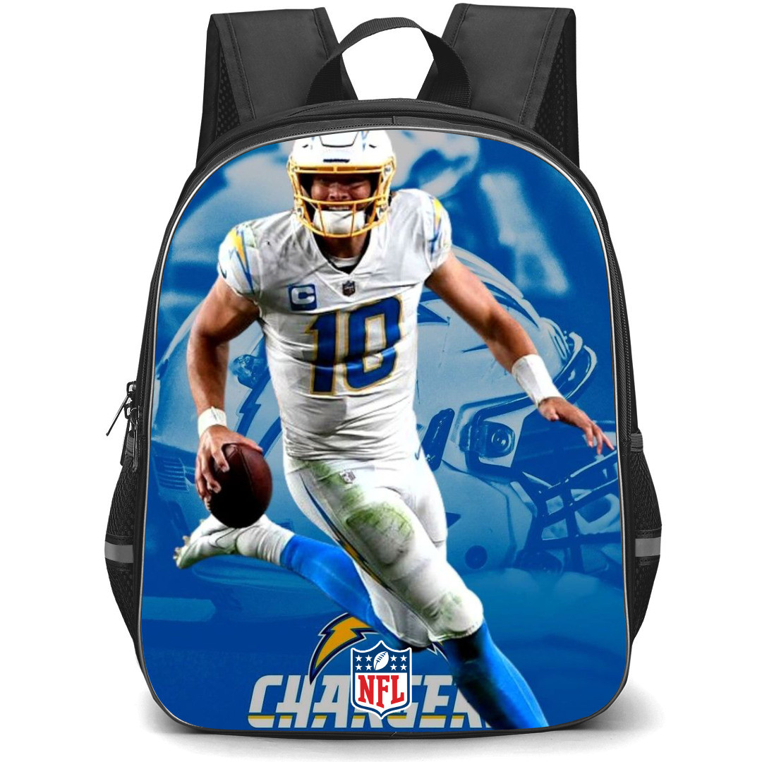 NFL Justin Herbert Backpack StudentPack - Justin Herbert Los Angeles Chargers Playoffs Blue Background Poster